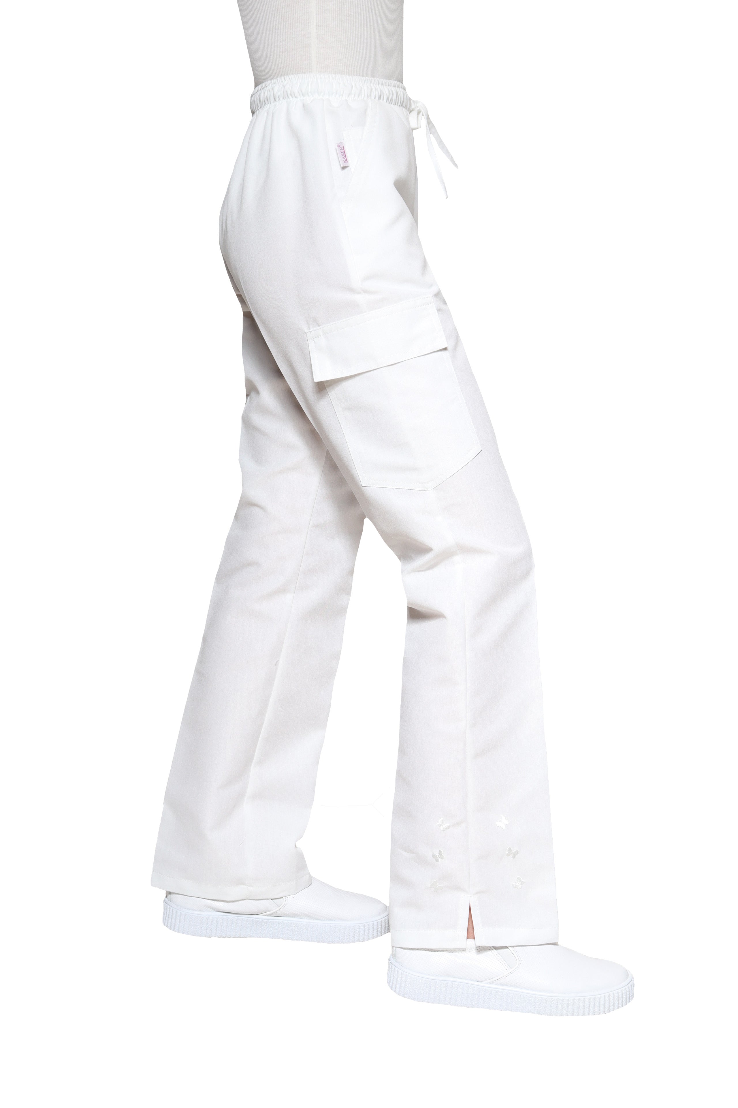Conjunto SET Filipina y Pantalón KA-56 MARIPOSITAS -Color BLANCO- Dama- KAREN MEDICAL FASHION