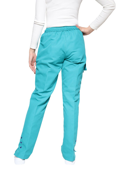 Conjunto SET Filipina y Pantalón KA-56 MARIPOSITAS -Color JADE/UVA- Dama- KAREN MEDICAL FASHION
