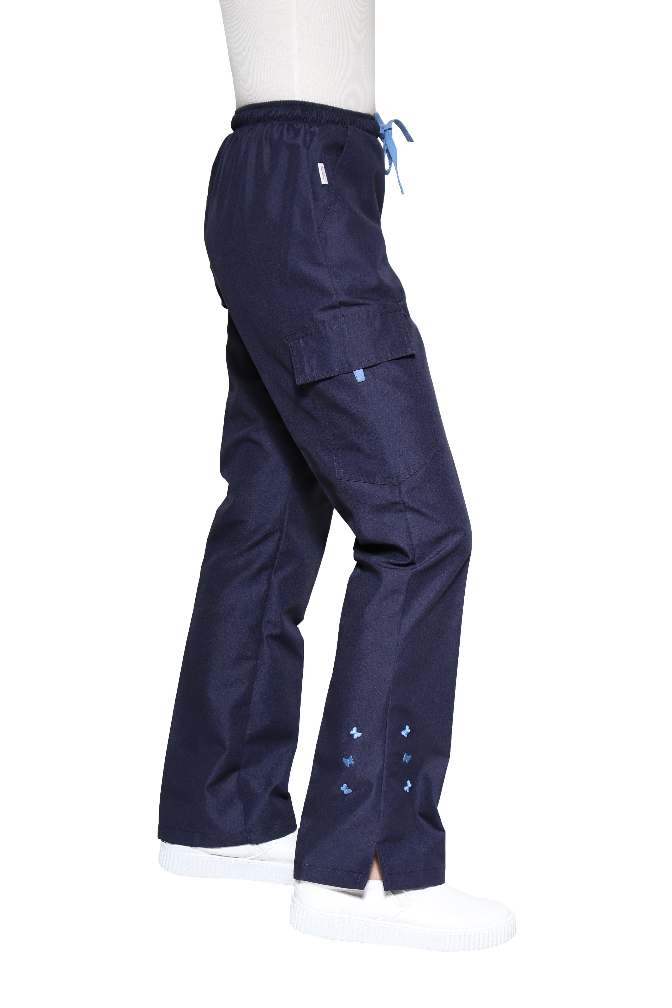 Conjunto SET Filipina y Pantalón KA-56 MARIPOSITAS -Color MARINO/PLUMBAGO- Dama- KAREN MEDICAL FASHION