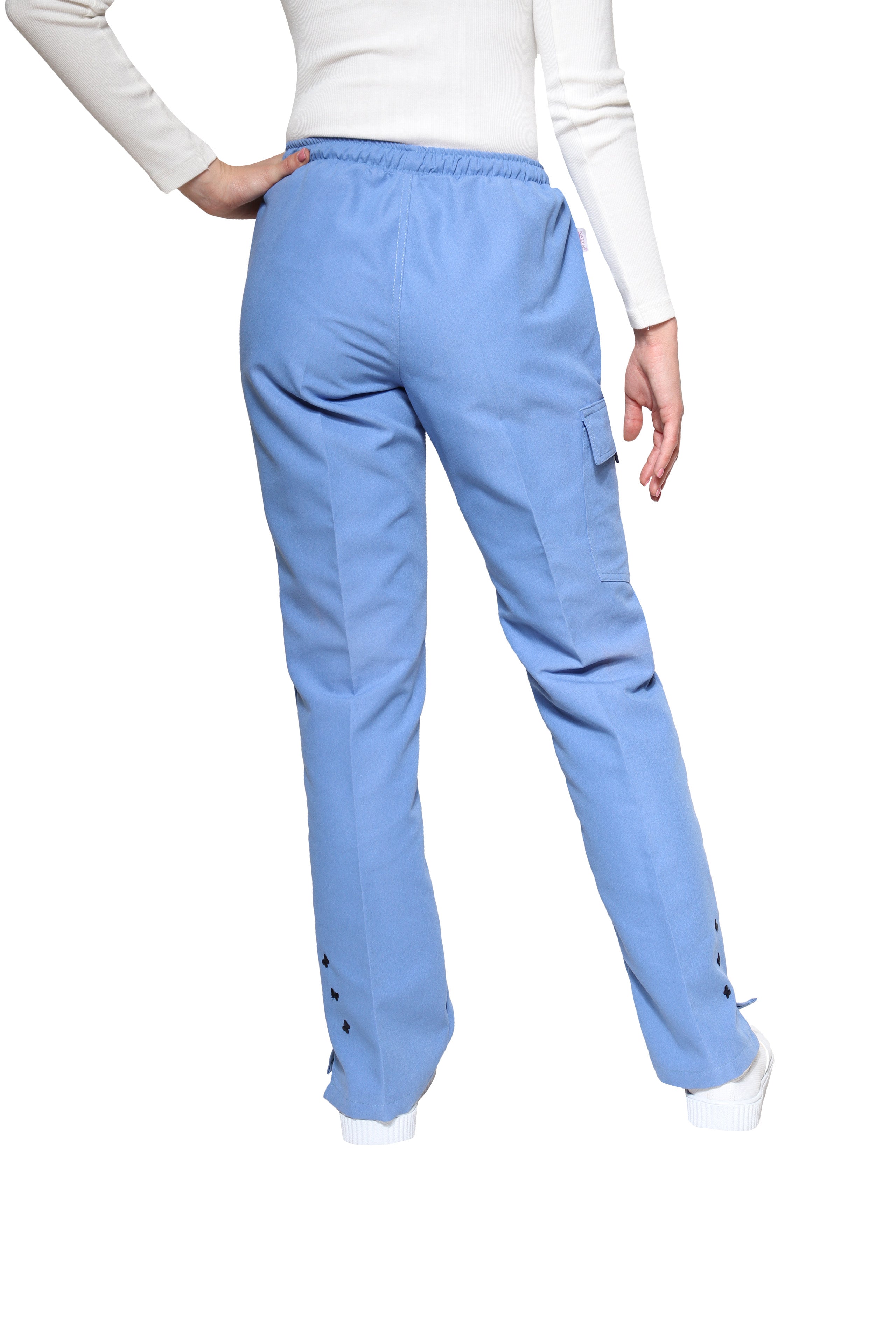 Conjunto SET Filipina y Pantalón KA-56 MARIPOSITAS -Color PLUMBAGO/MARINO- Dama- KAREN MEDICAL FASHION