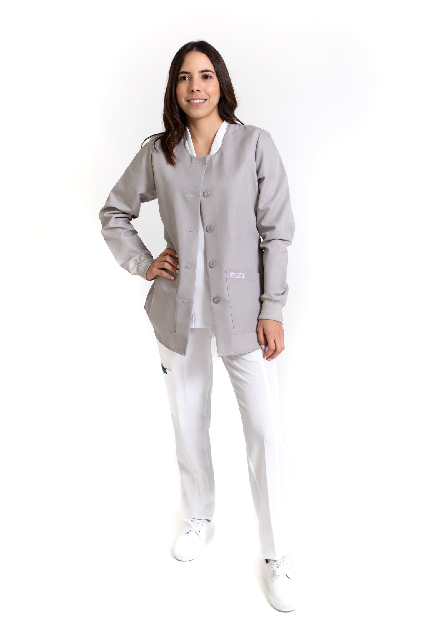 WARM UP Chamarra Médica - Salida de Hospital - para Dama - Color GRIS- KA-38 KAREN MEDICAL FASHION