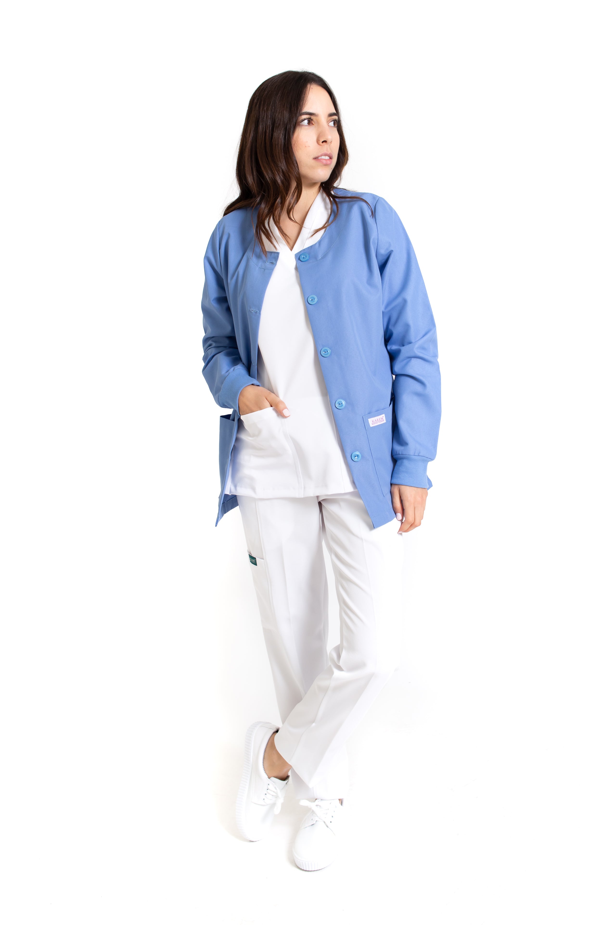 WARM UP Chamarra Médica - Salida de Hospital - para Dama - Color PLUMBAGO- KA-38 KAREN MEDICAL FASHION