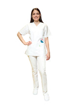 KAREN MEDICAL FASHION Pantalón Médico Blanco para Dama de Mezclilla base  ajustada, entubado - mezclilla stretch - para Estudiantes de Medicina y  Enfermería - Pantalón de Uniforme Médico para Mujer, Scrub Pants