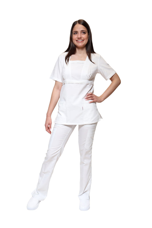 Conjunto SET Filipina y Pantalón KA-67 Karla -Color BLANCO Dama-KAREN MEDICAL FASHION