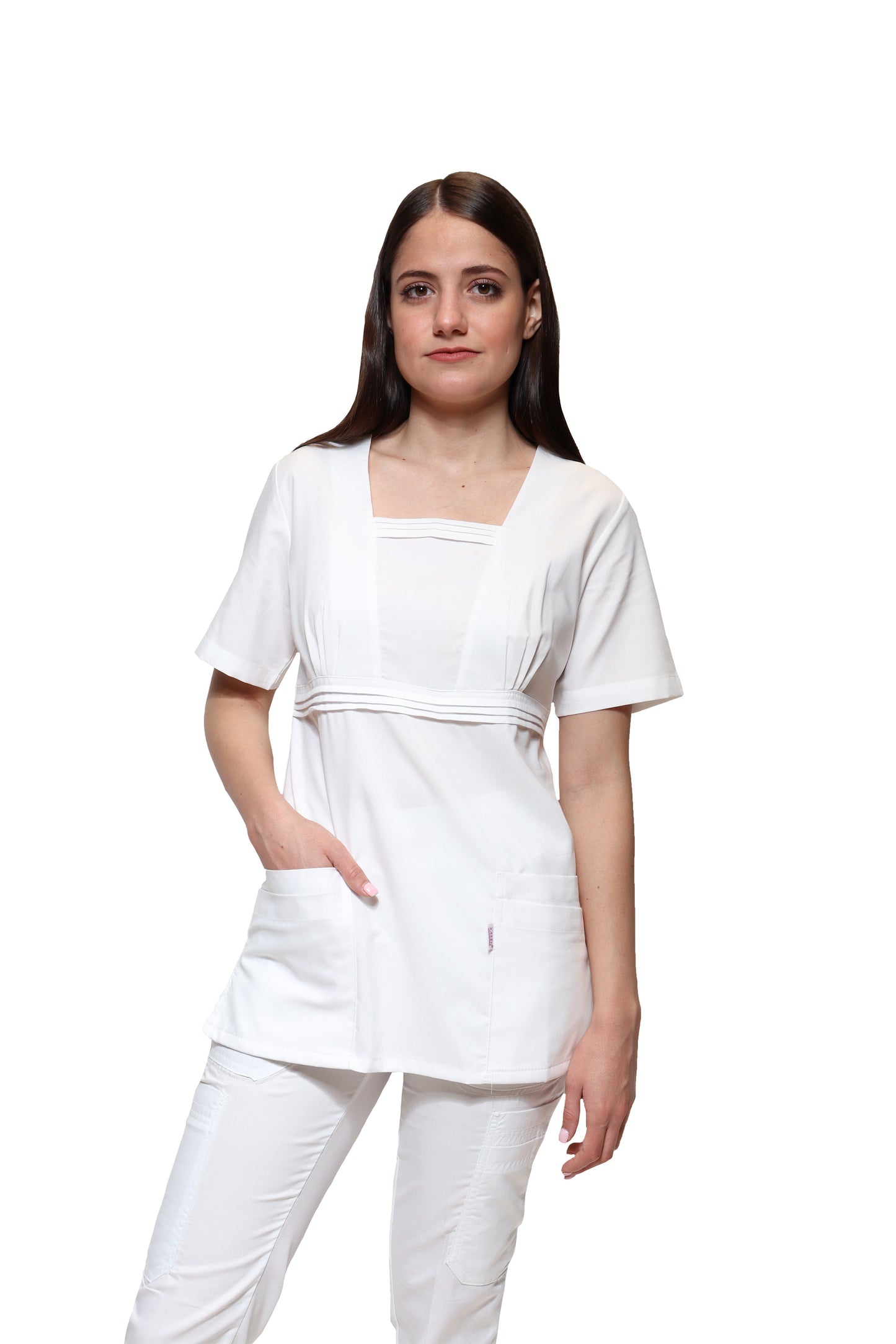 Conjunto SET Filipina y Pantalón KA-67 Karla -Color BLANCO Dama-KAREN MEDICAL FASHION