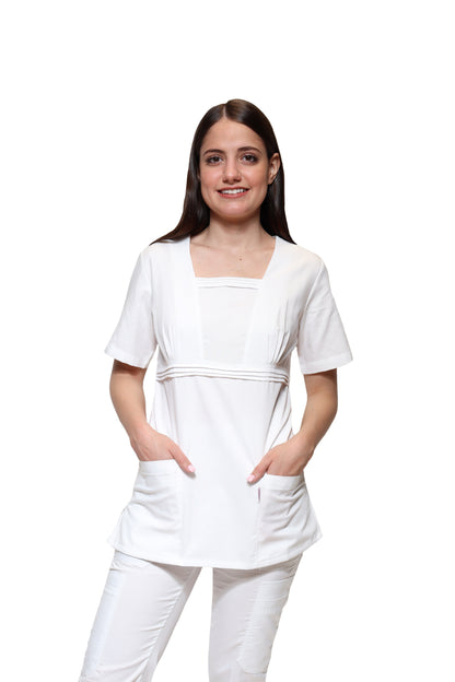 Conjunto SET Filipina y Pantalón KA-67 Karla -Color BLANCO Dama-KAREN MEDICAL FASHION