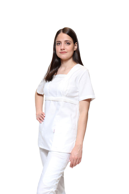 Conjunto SET Filipina y Pantalón KA-67 Karla -Color BLANCO Dama-KAREN MEDICAL FASHION