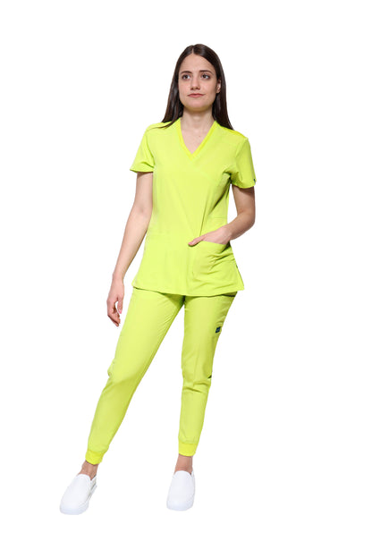 Conjunto SET Filipina y Pantalón JOGGER EV-04 Tatita REPELENTE A FLUIDOS-Color LIMA Dama-Ana Isabel Uniformes