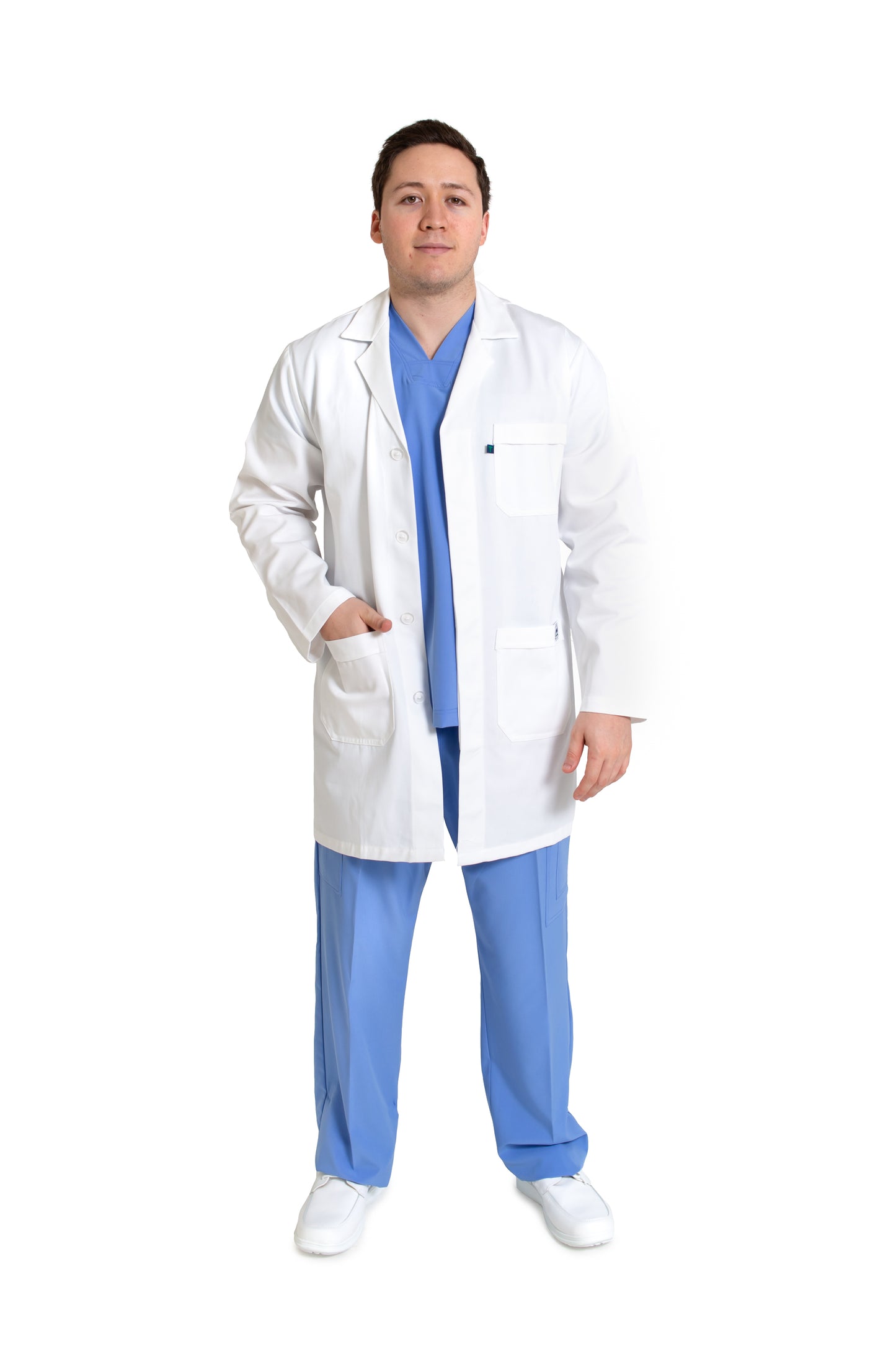 Bata Médica de Caballero HA-33-GABARDINA-Botón Oculto-HASSAN Uniformes