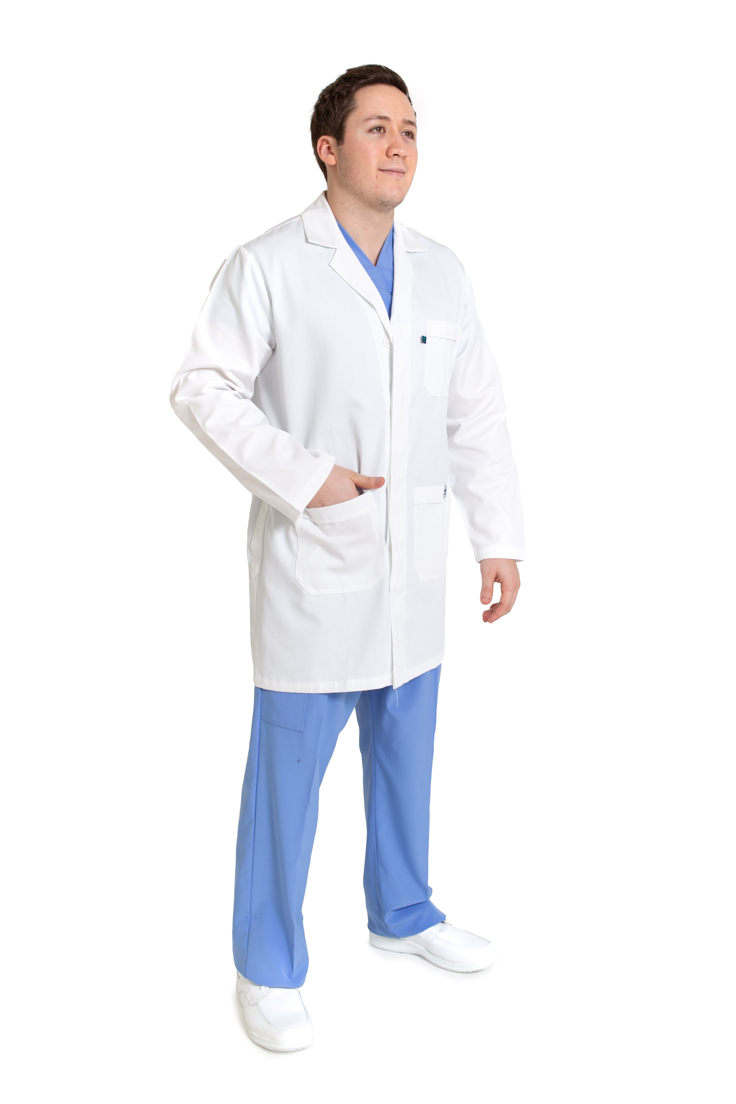 Bata Médica de Caballero HA-33-GABARDINA-Botón Oculto-HASSAN Uniformes