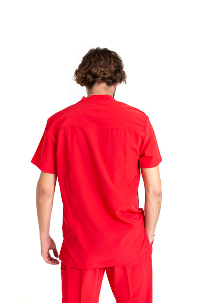 Conjunto SET Filipina y Pantalón EA-02 REPELENTE A FLUIDOS-Color ROJO HOMBRE-HASSAN Uniformes