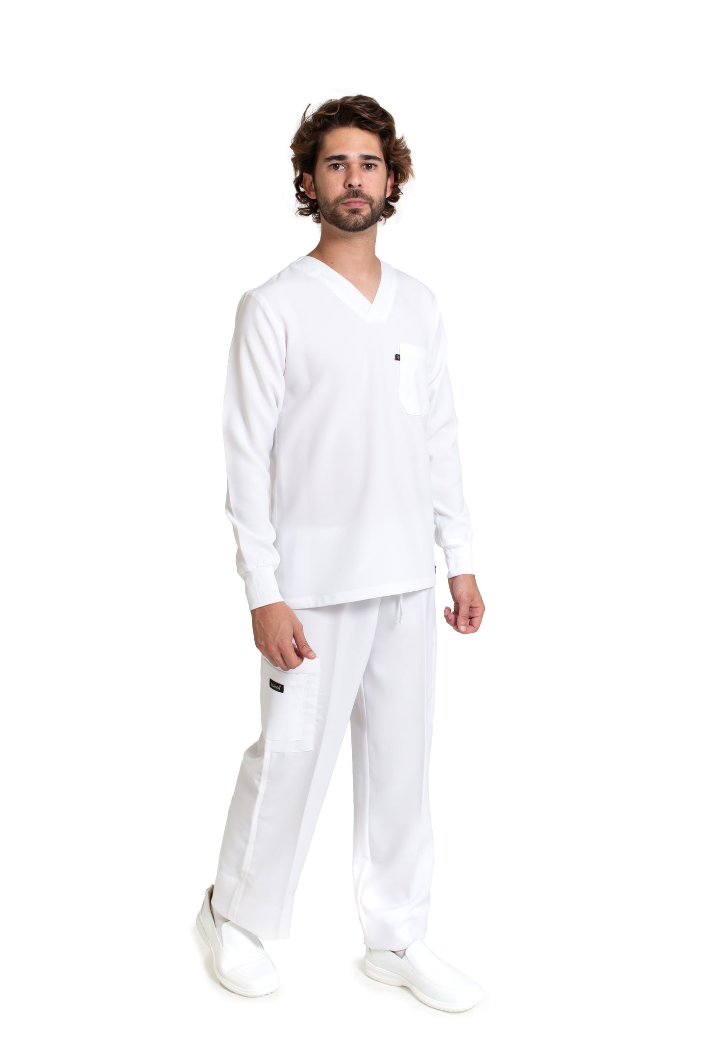 Conjunto SET Filipina MANGA LARGA y Pantalón JP-14 UNISEX-Color BLANCO-JUANPA