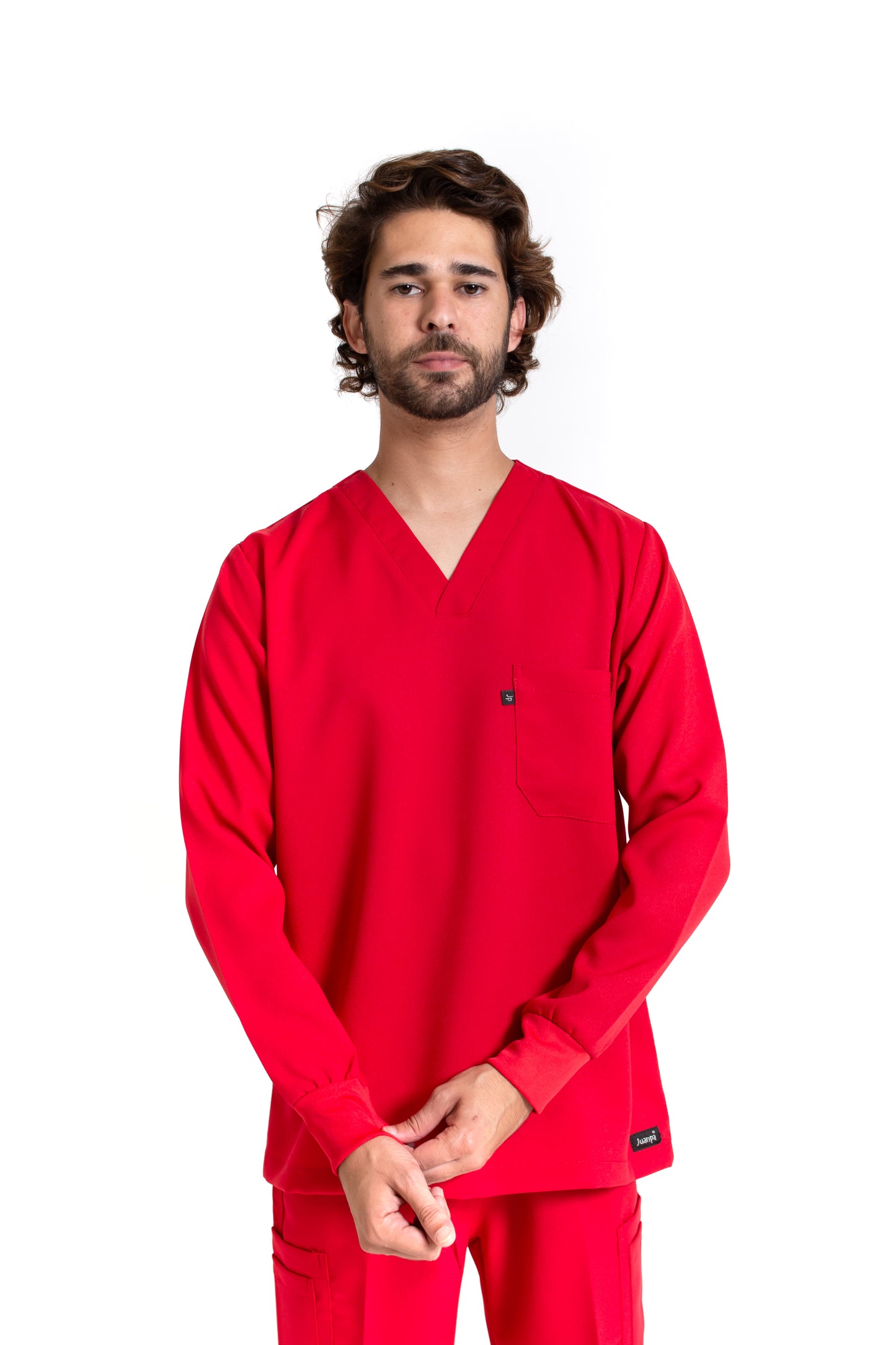 Conjunto SET Filipina MANGA LARGA y Pantalón JP-14 UNISEX-Color ROJO-JUANPA