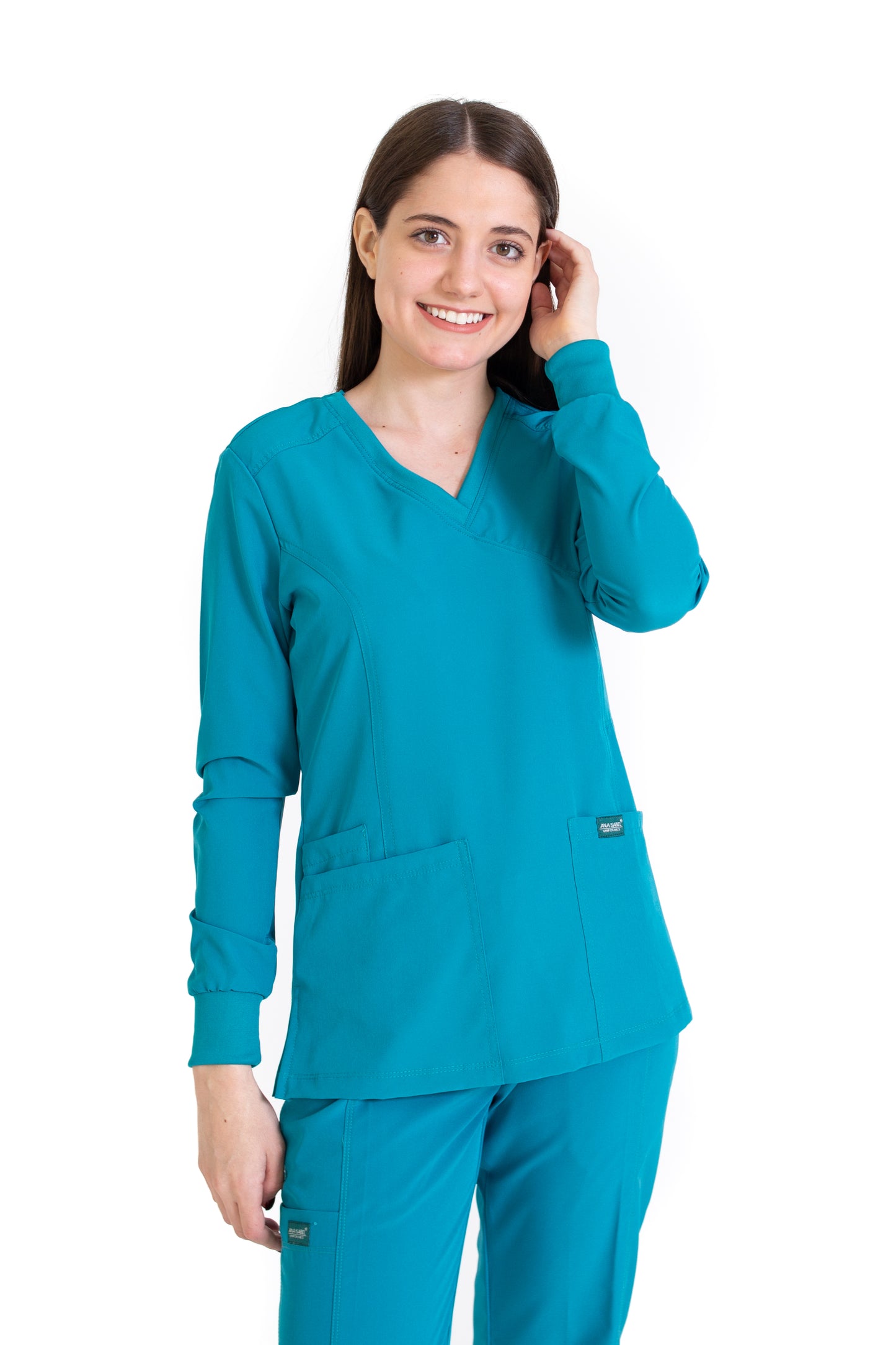 Filipina Top EV-16 MANGA LARGA Tatita REPELENTE A FLUIDOS-Color VERDE Dama-Ana Isabel Uniformes