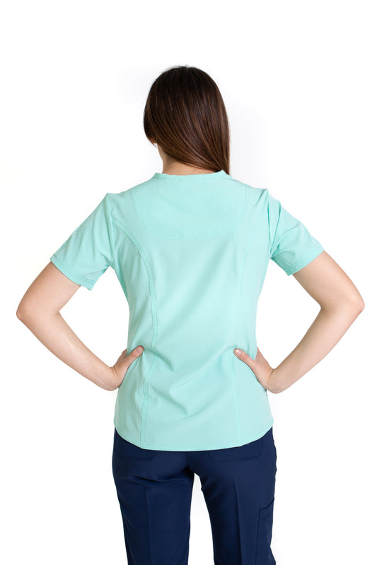 Filipina Top EV-02 Muñin REPELENTE A FLUIDOS-Color PISTACHE/MARINO Dama-Ana Isabel Uniformes