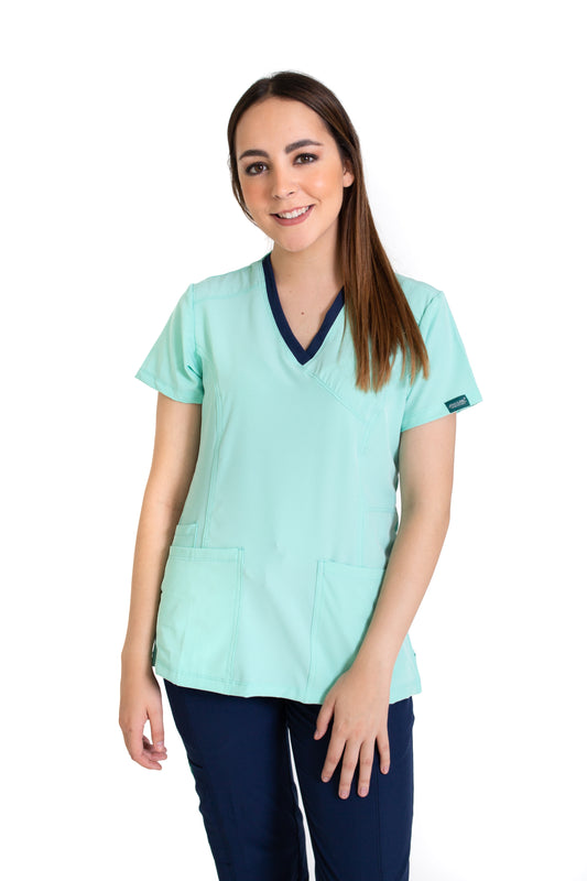 Filipina Top EV-04 Tatita REPELENTE A FLUIDOS-Color PISTACHE/MARINO Dama-Ana Isabel Uniformes