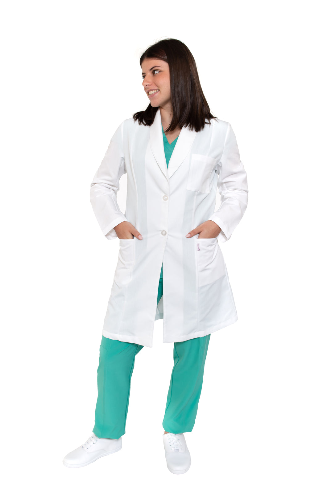 Bata Médica de Laboratorio para Dama KA-34-ROMBO LARGA-Karen Medical Fashion