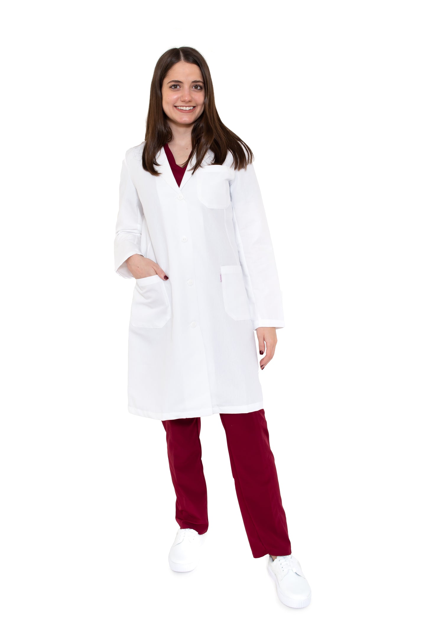 Bata Médica CORTA de Dama KA-35R-CORTA-Clásica Bata-Karen Medical Fashion