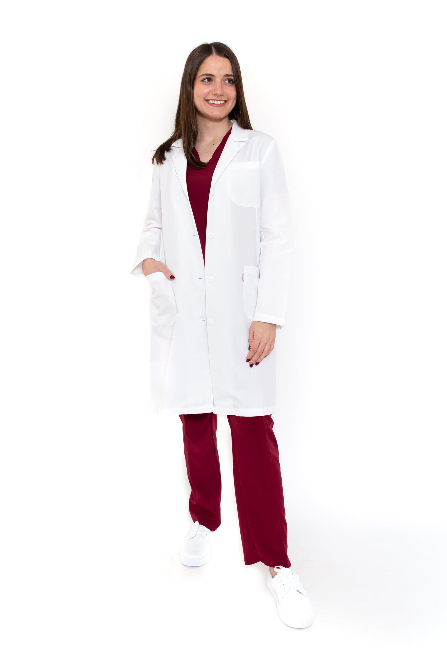 Bata Médica CORTA de Dama KA-35R-CORTA-Clásica Bata-Karen Medical Fashion