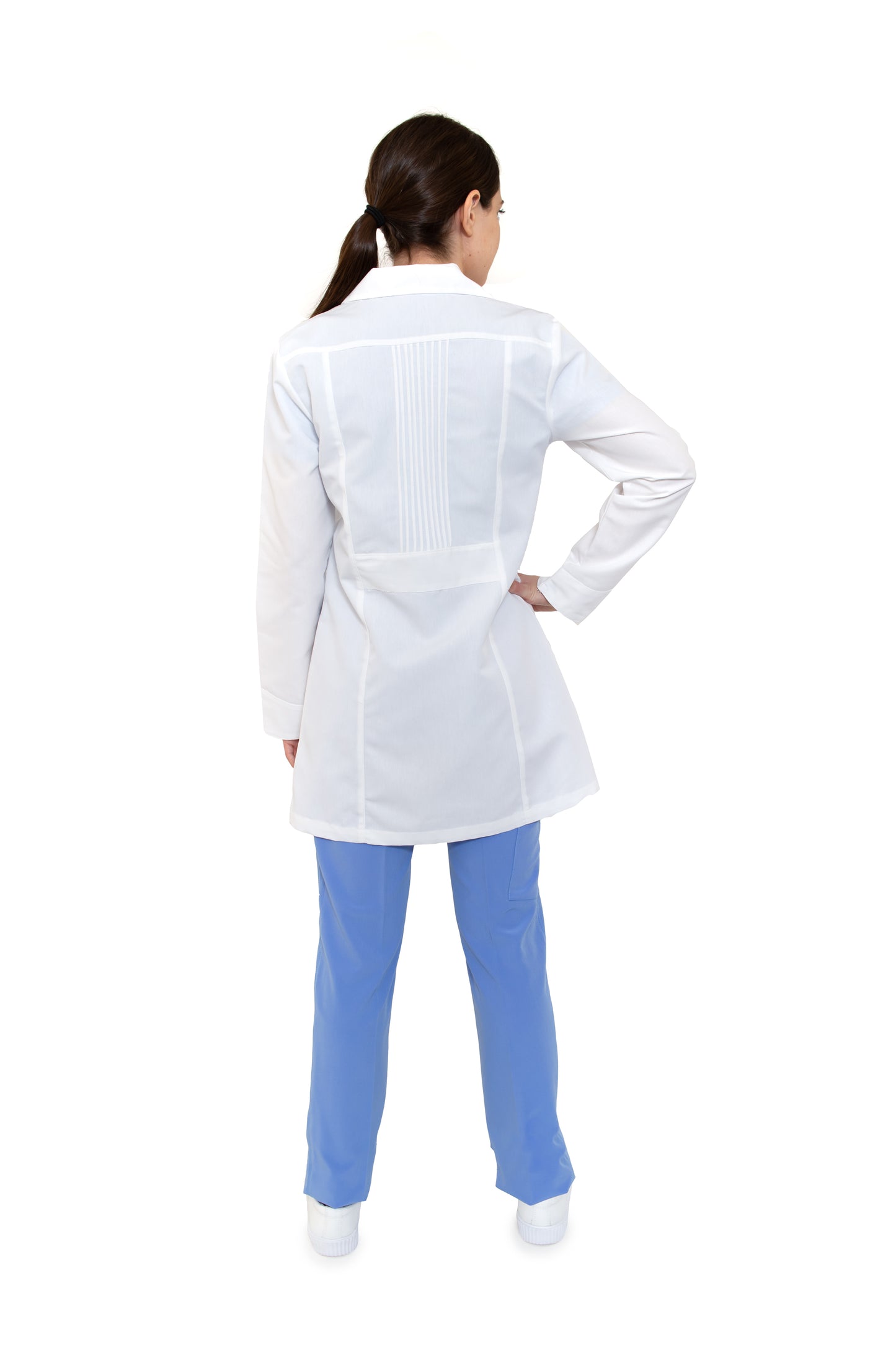 Bata Médica de Laboratorio para Dama KA-32R  CON TECNOLOGÍA REPELENCIA -ALFORZAS-Karen Medical Fashion