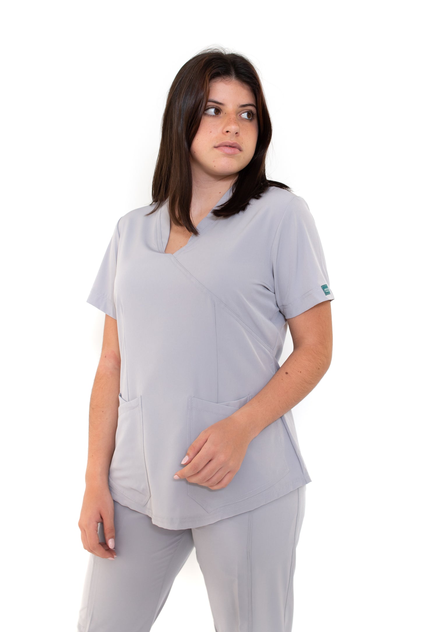 Conjunto SET Filipina y Pantalón EV-02 Muñin REPELENTE A FLUIDOS-Color GRIS Dama-Ana Isabel Uniformes