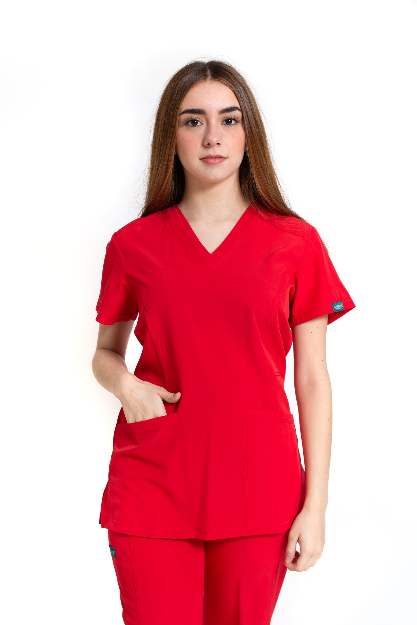 Conjunto SET Filipina y Pantalón EV-04 Tatita REPELENTE A FLUIDOS-Color ROJO Dama-Ana Isabel Uniformes