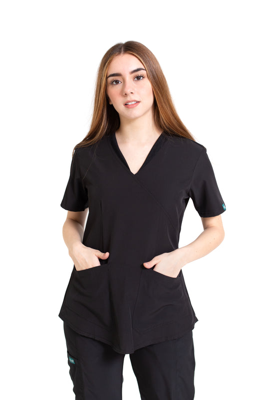Filipina Top EV-02 Muñin REPELENTE A FLUIDOS-Color NEGRO Dama-Ana Isabel Uniformes