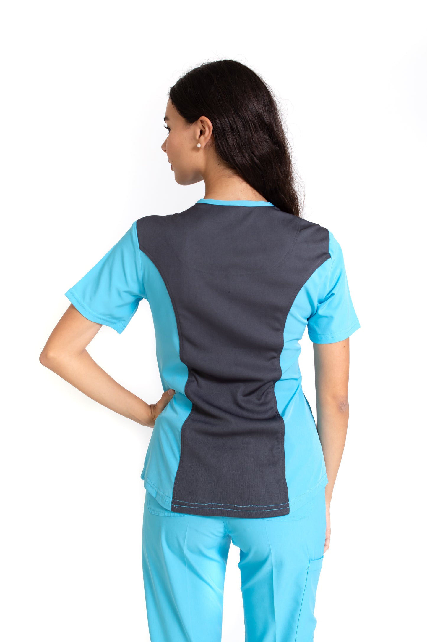 Filipina Top EV-02 Muñin REPELENTE A FLUIDOS-Color Aqua/Pewter Dama-Ana Isabel Uniformes