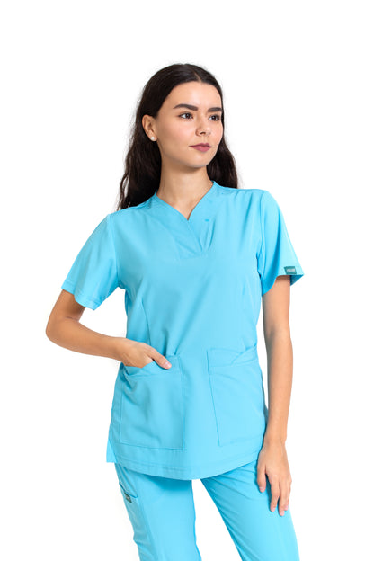 Filipina Top EV-03 Nani REPELENTE A FLUIDOS-Color Aqua Dama-Ana Isabel Uniformes