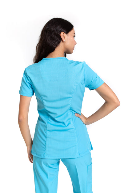 Conjunto SET Filipina y Pantalón EV-04 Tatita REPELENTE A FLUIDOS-Color Aqua Dama-Ana Isabel Uniformes