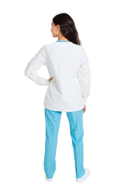 WARM UP Chamarra Médica - Salida de Hospital - para Dama - Color Blanco- KA-38 KAREN MEDICAL FASHION