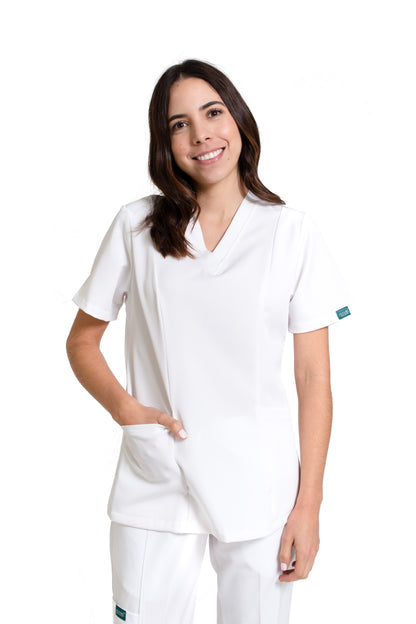 Filipina Top EV-01 Chicu REPELENTE A FLUIDOS-Color Blanco Dama-Ana Isabel Uniformes