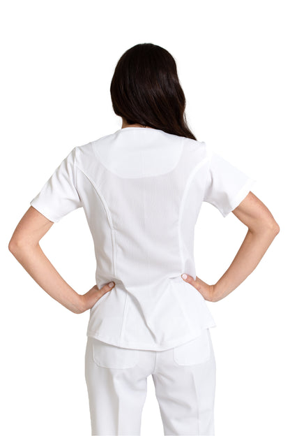 Filipina Top EV-02 Muñin REPELENTE A FLUIDOS-Color BLANCO Dama-Ana Isabel Uniformes
