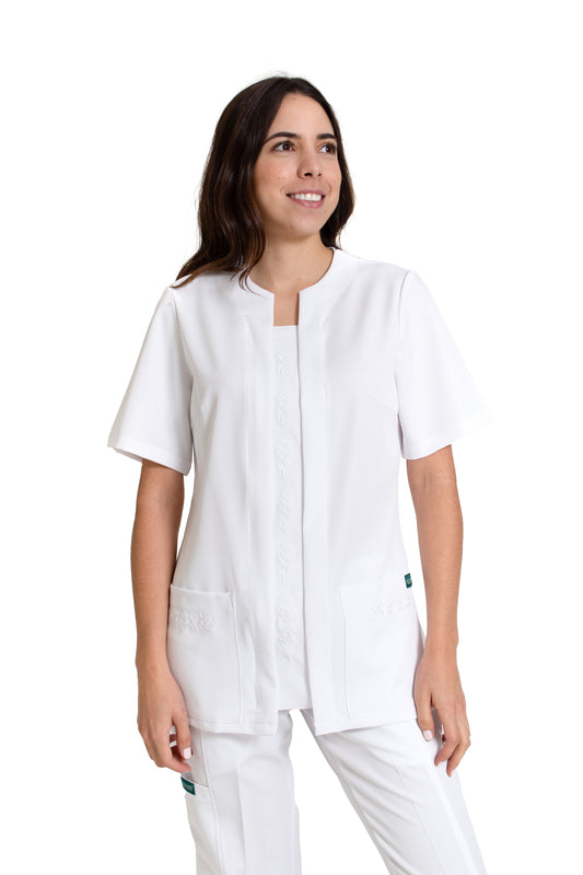 Filipina Top EV-07 Cierre Oculto REPELENTE A FLUIDOS-Color BLANCO Dama-Ana Isabel Uniformes