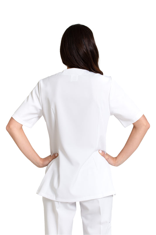 Filipina Top EV-07 Cierre Oculto REPELENTE A FLUIDOS-Color BLANCO Dama-Ana Isabel Uniformes