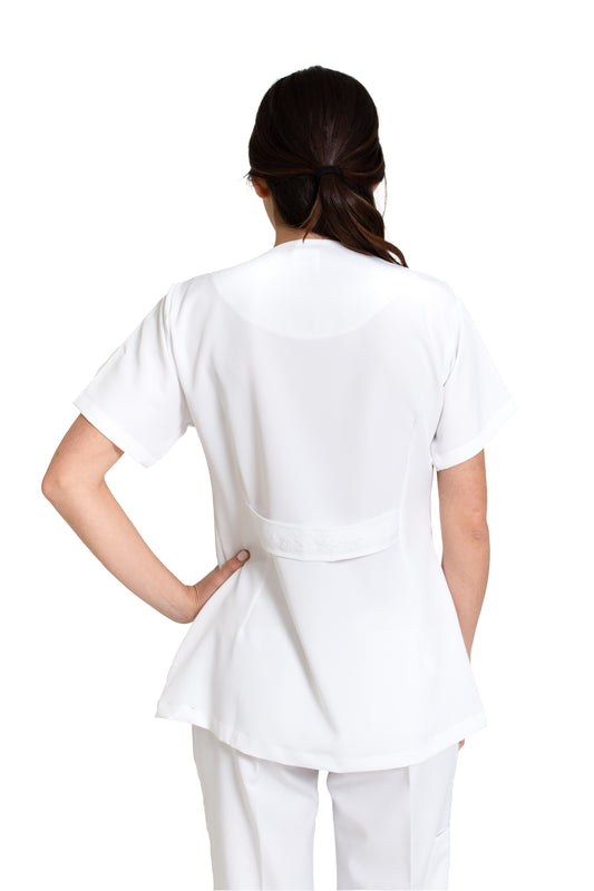 Filipina Top EV-08 Piola REPELENTE A FLUIDOS-Color BLANCO Dama-Ana Isabel Uniformes