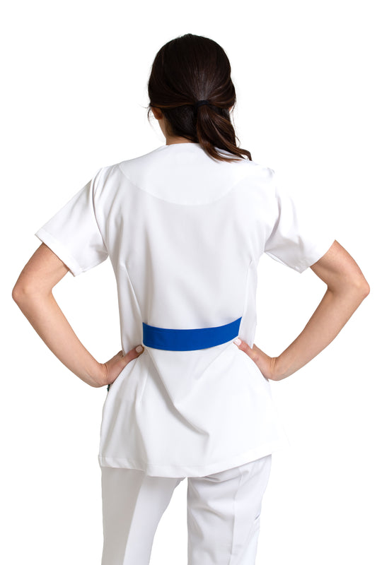 Filipina Top EV-08 Piola REPELENTE A FLUIDOS-Color BLANCO/REY Dama-Ana Isabel Uniformes