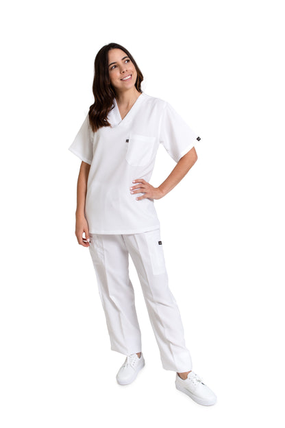 Conjunto SET Filipina y Pantalón JP-13 UNISEX-Color BLANCO-JUANPA