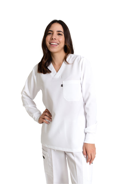 Conjunto SET Filipina MANGA LARGA y Pantalón JP-14 UNISEX-Color BLANCO-JUANPA