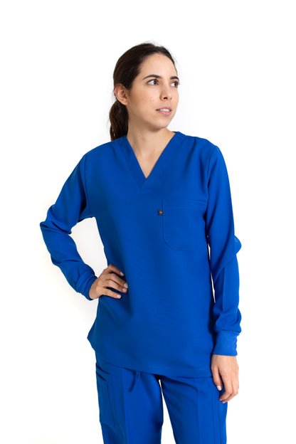 Filipina Top JP-14 MANGA LARGA UNISEX-Color AZUL REY-JUANPA