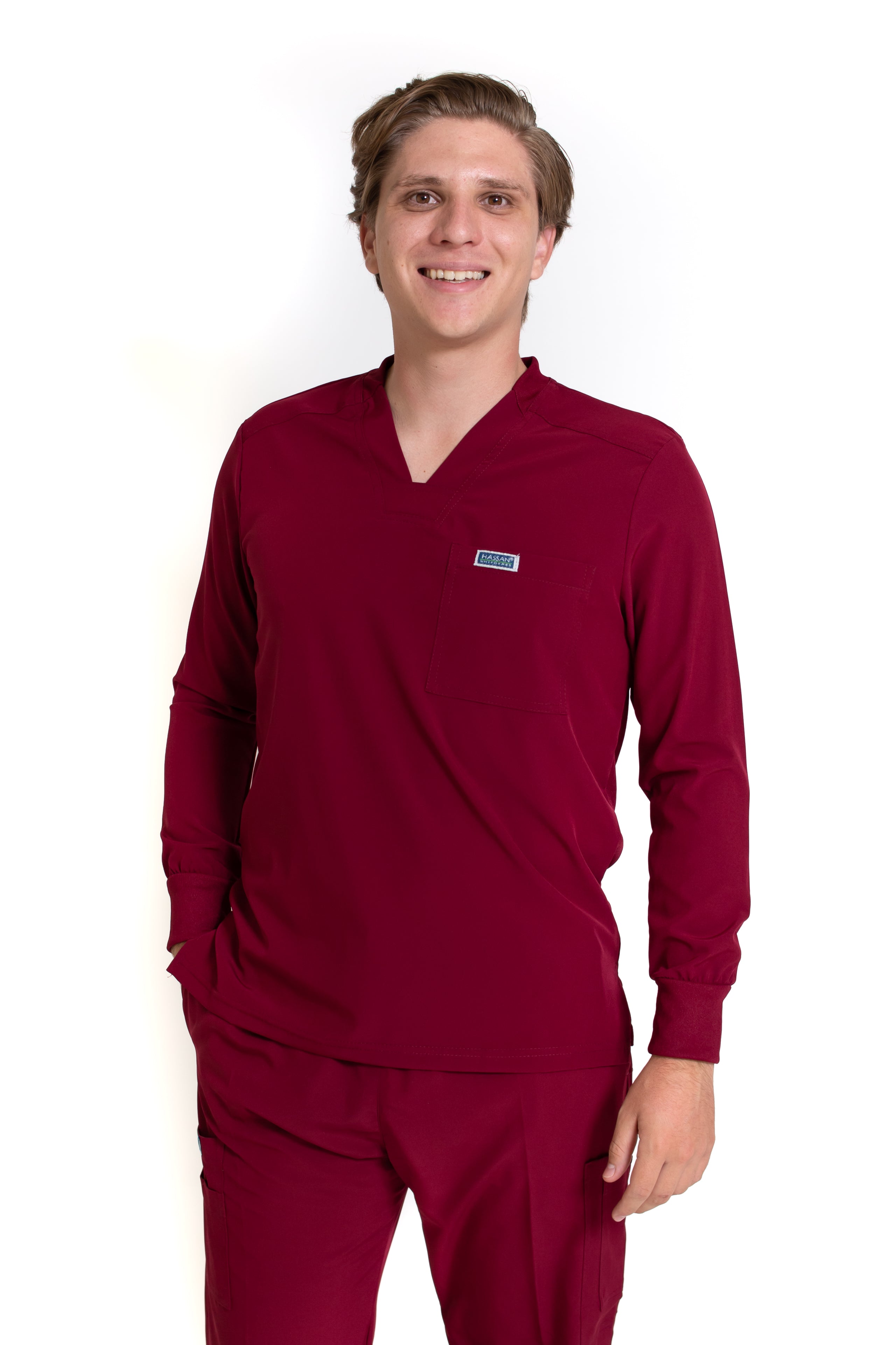 Filipina MANGA LARGA EA-03 REPELENTE A FLUIDOS-Color VINO HOMBRE-HASSAN Uniformes