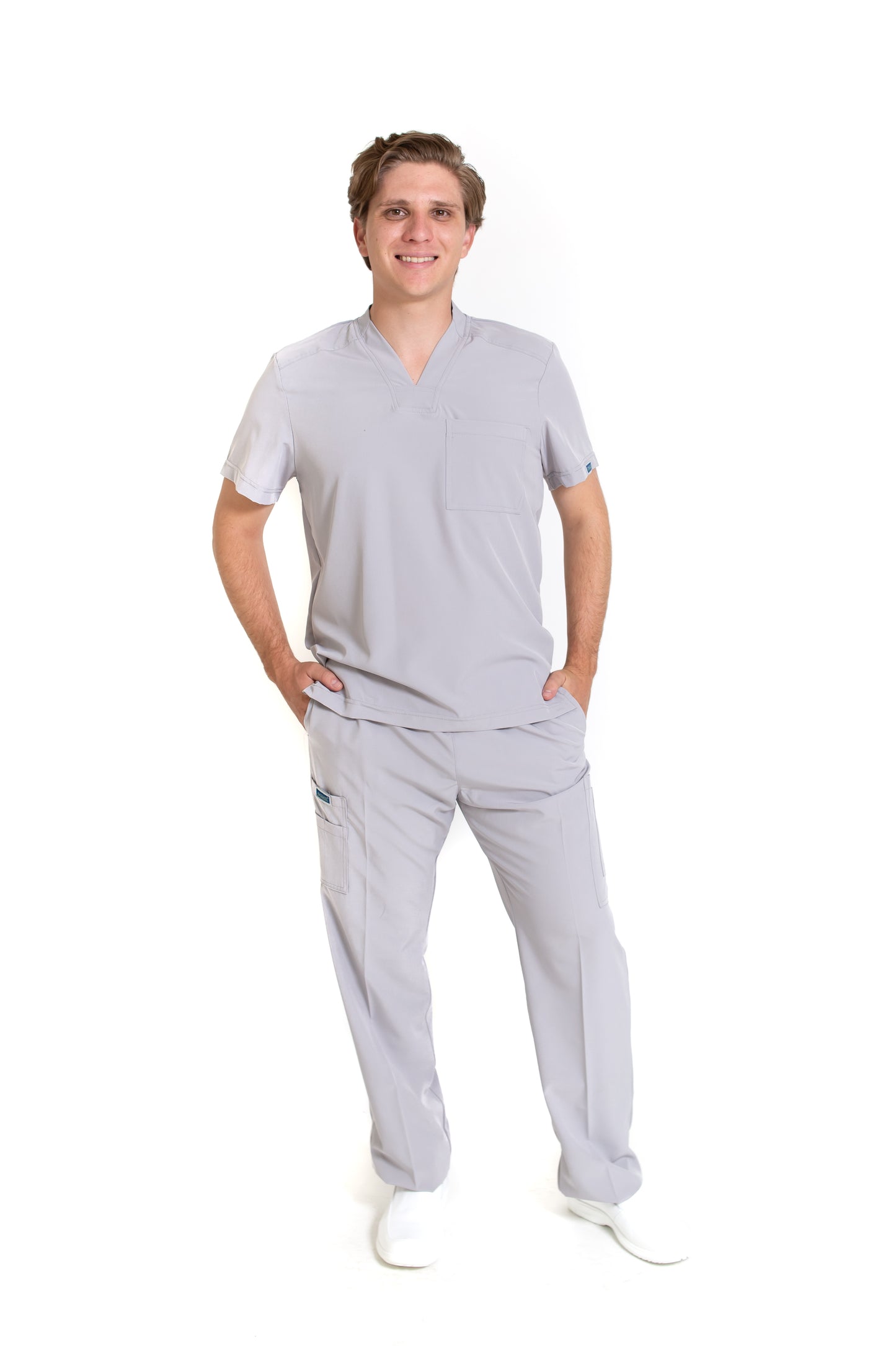 Conjunto SET Filipina y Pantalón EA-02 REPELENTE A FLUIDOS-Color GRIS HOMBRE-HASSAN Uniformes