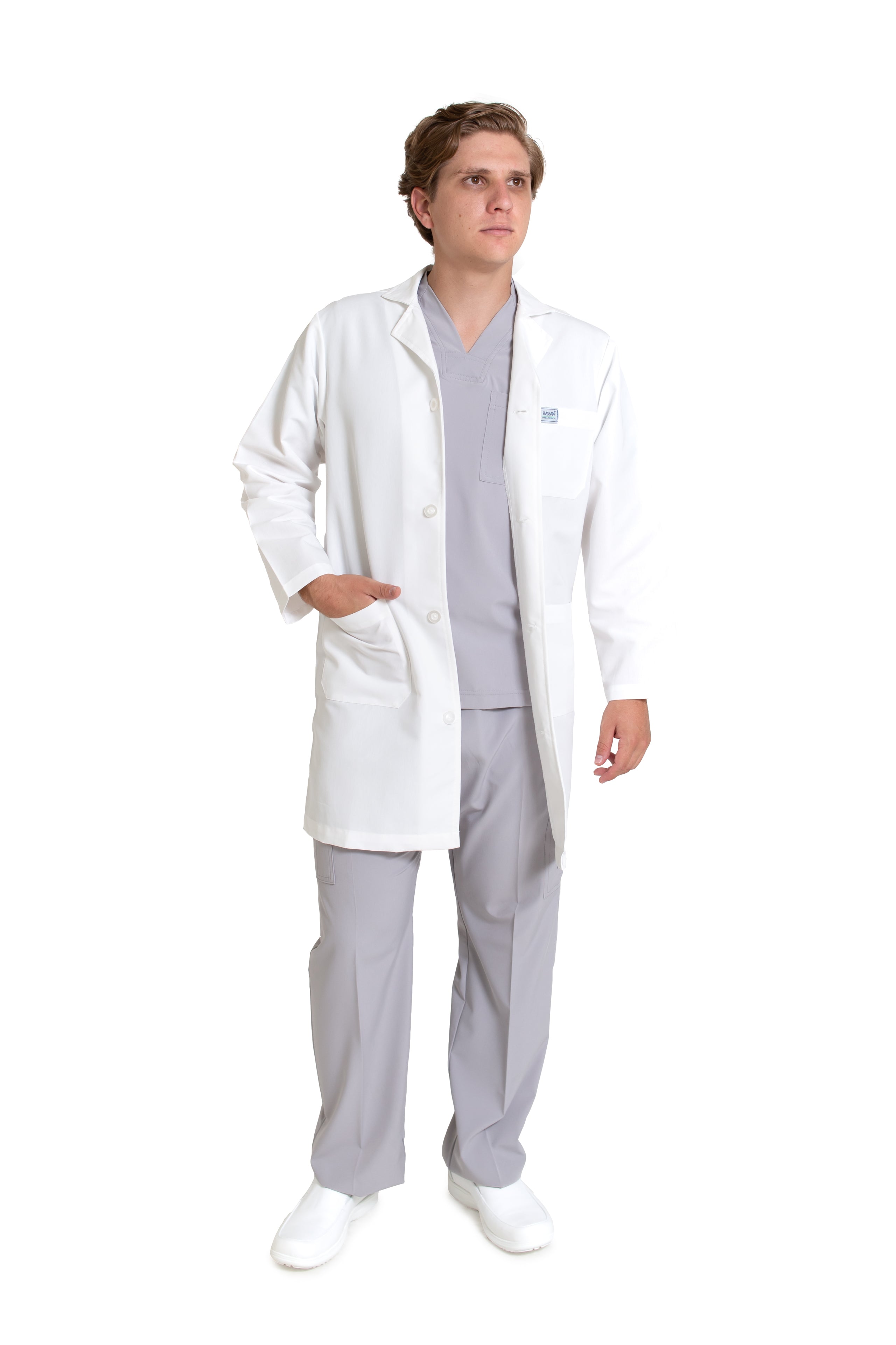 Bata Médica de Laboratorio para Caballero HA-10-Profesional-HASSAN Uniformes